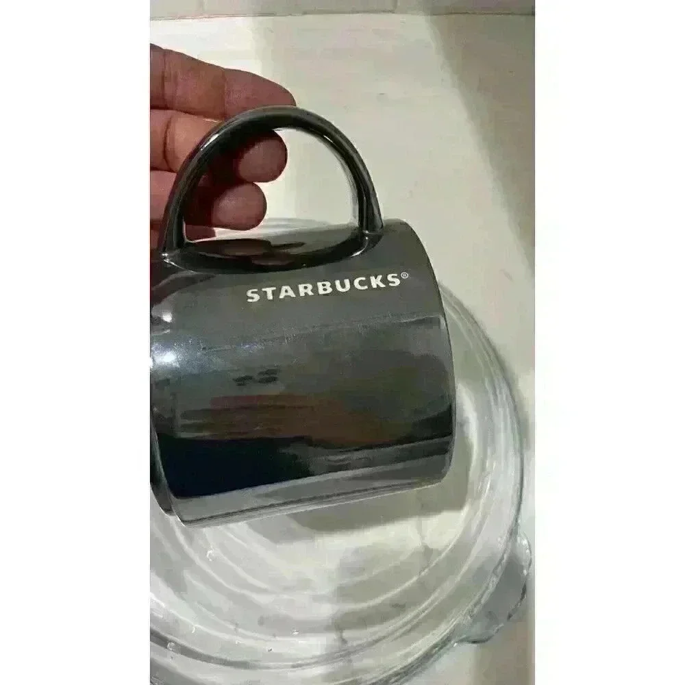 Starbucks 2013 Gray 14oz Gunmetal Embossed Iridescent Metallic Coffee Mug Cup